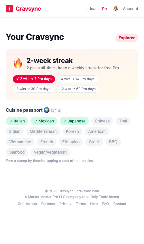 Streaks, passport & rewards screenshot